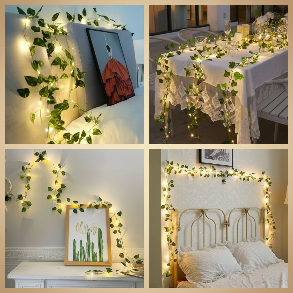 Guirnalda artificial decorativa con luces 2 mtrs.