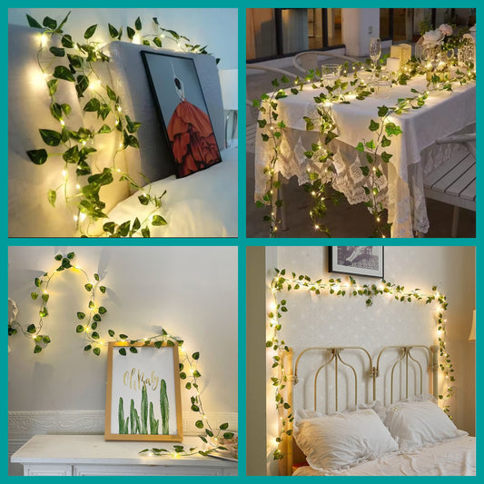 Guirnalda artificial decorativa con luces 2 mtrs.