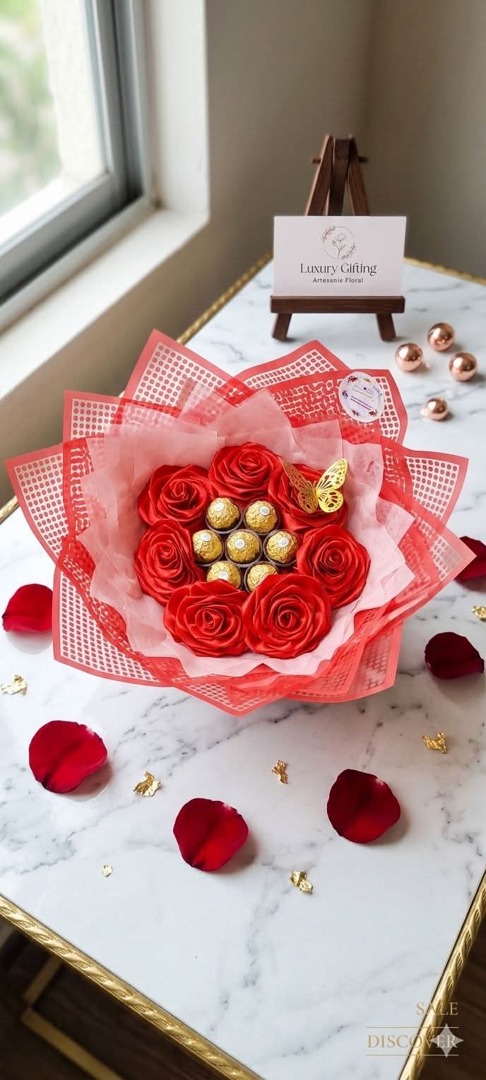 Ramo 7 rosas eternas y 7 chocolates