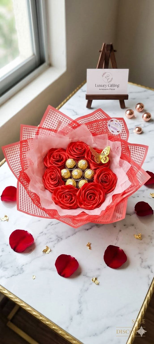 Ramo 7 rosas eternas y 7 chocolates