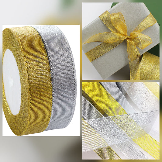 Cinta decorativa escarchada de 2.5 cm de 25 yardas