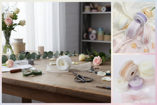 Cinta Organza orilla perlas 5 yardas